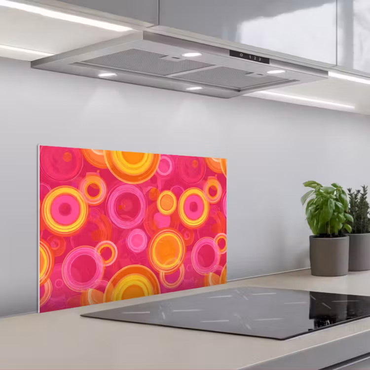 Cirkels - Design - Kleurrijk keuken achterwand spatscherm klein 900 -3d_schuin