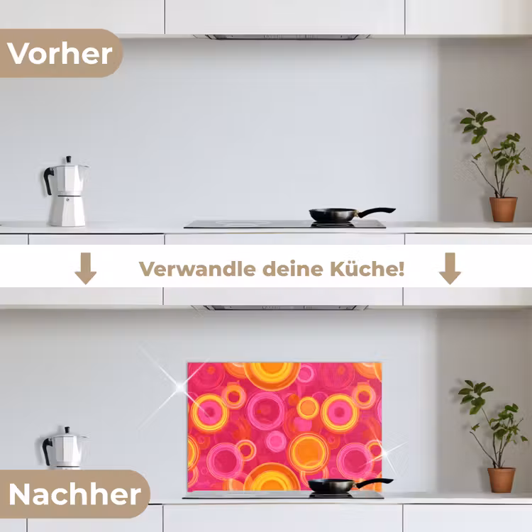 Cirkels - Design - Kleurrijk keuken achterwand spatscherm klein 900 -voor_na_DE