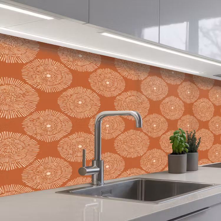 Cirkels - Grafisch - Patroon - Terracotta keuken achterwand 2 middel 871 -3d_schuin