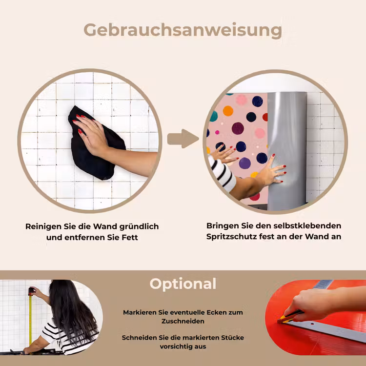 Cirkels - Patroon - Kleurrijk keuken achterwand spatscherm klein 900 -gebruiksaanwijzing_DE