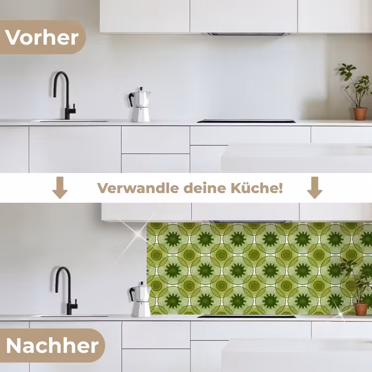 Cirkels - Patroon - Groen keuken achterwand 2 middel 871 -voor-na_DE