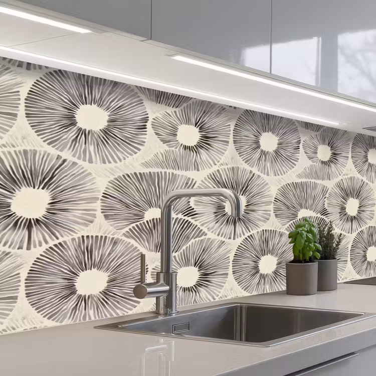 Cirkels - Patroon - Zwart keuken achterwand 2 middel 871 -3d_schuin