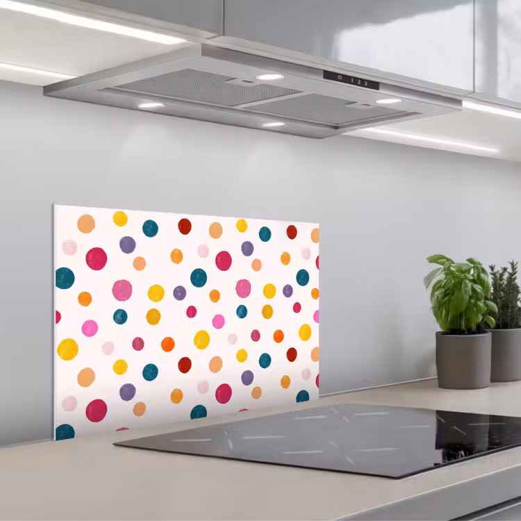 Cirkels - Speels - Kleurrijk keuken achterwand spatscherm klein 900 -3d_schuin