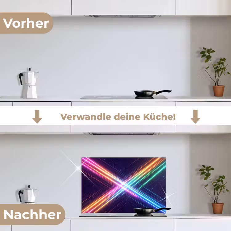 Kruisen - Lasterstralen - Neon keuken achterwand spatscherm klein -voor_na_DE