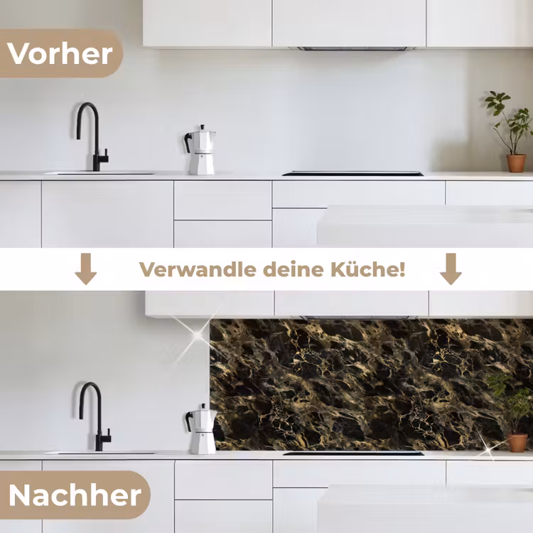 Kristal - Goud - Zwart - Marmer keuken achterwand 2 middel 871 -voor-na_DE
