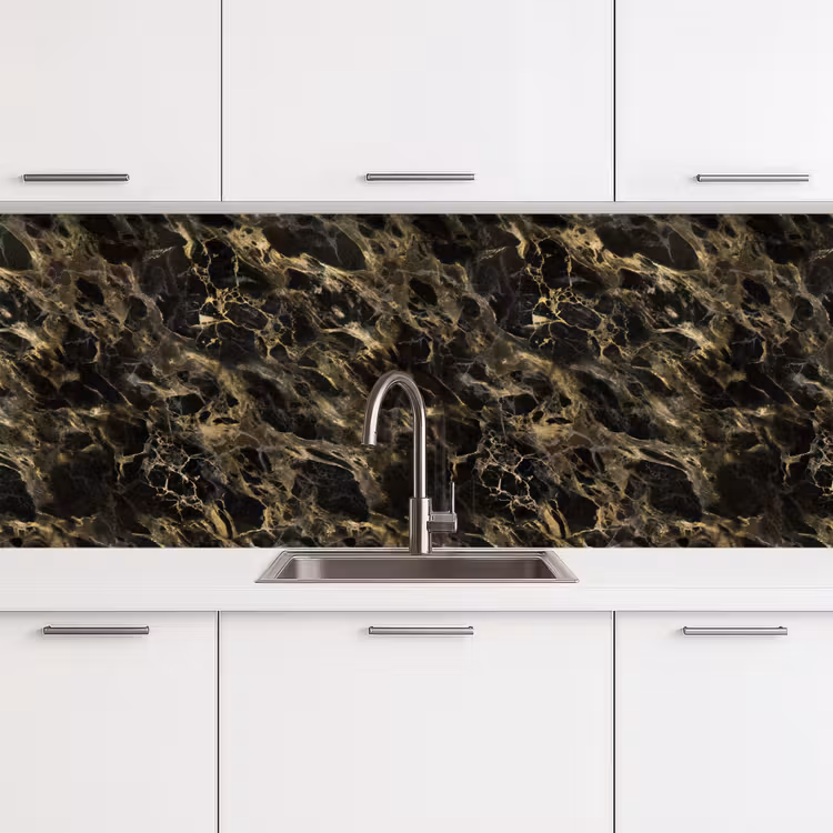 Kristal - Goud - Zwart - Marmer keuken achterwand 2 middel 871 -3d