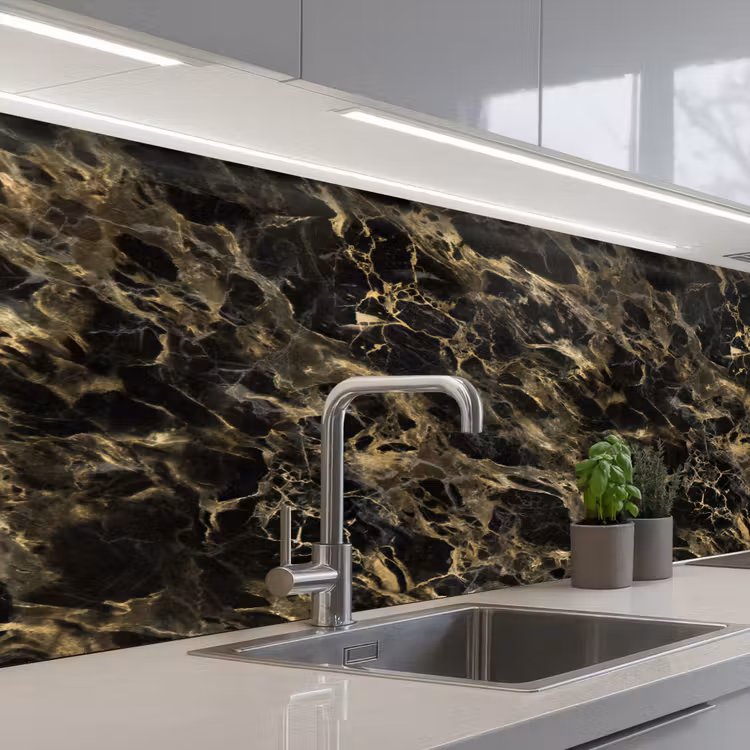 Kristal - Goud - Zwart - Marmer keuken achterwand 2 middel 871 -3d_schuin