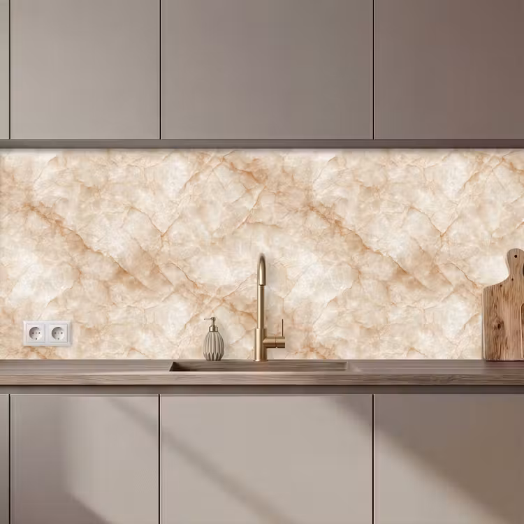Kristalstructuur - Bruin - Marmer keuken achterwand 2 middel 871 zz_3dshopping