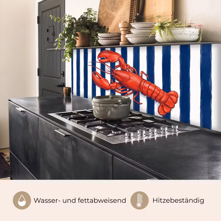 Schaaldier - Kreeft - Marine - Illustratie - Rood keuken achterwand 2 middel -usp_DE