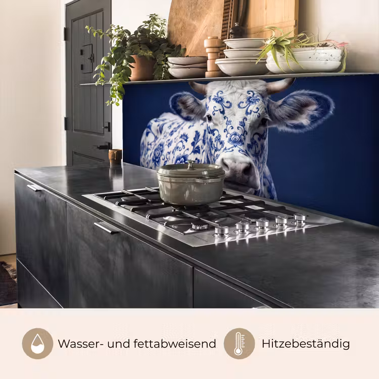 Koe - Delfts - Blauw - Artistiek keuken achterwand 2 middel -usp_DE