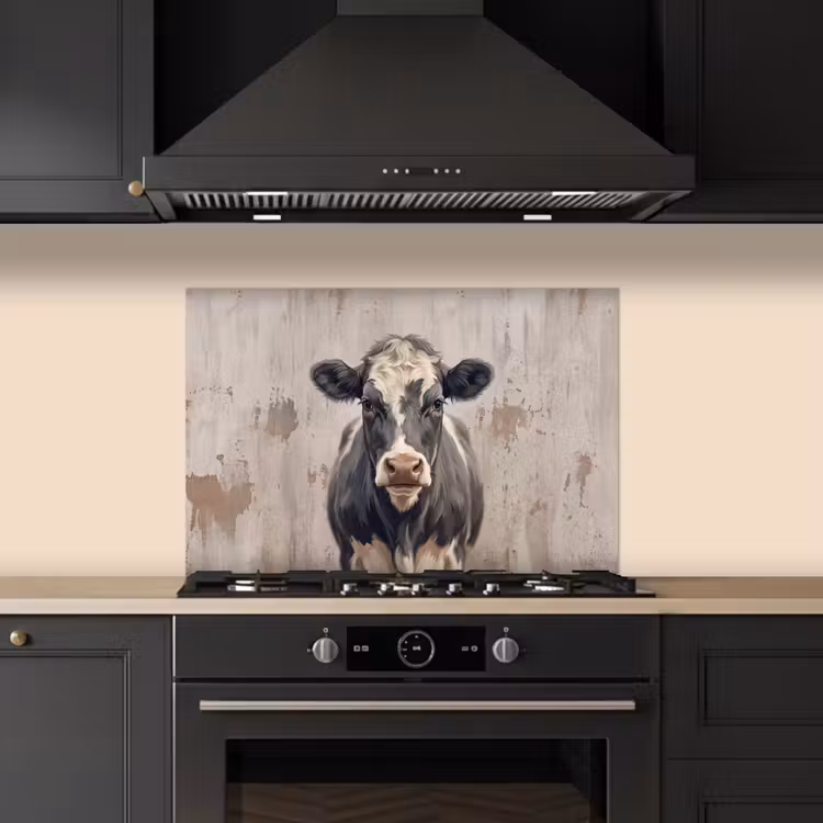 Koe - Portret - Dieren - Modern keuken achterwand spatscherm klein -sfeer1