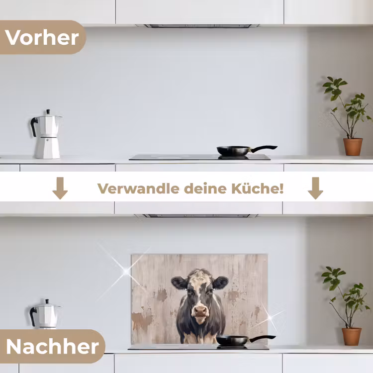 Koe - Portret - Dieren - Modern keuken achterwand spatscherm klein -voor_na_DE