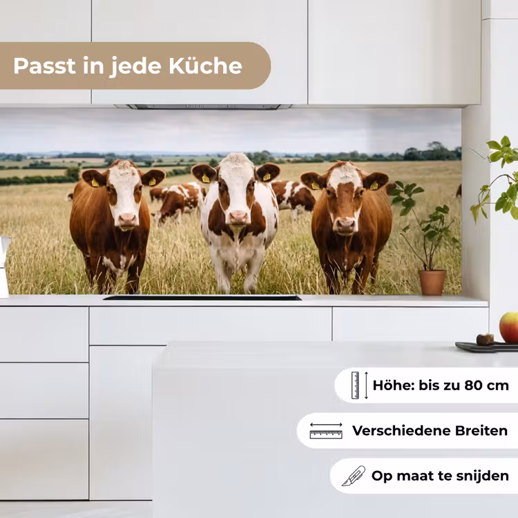 Koeien - Portret - Weide - Boerderij - Nieuwsgierig keuken achterwand 2 middel -sfeer4_DE