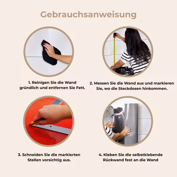 Koeien - Zwart - Wit keuken achterwand 2 middel -gebruiksaanwijzing_DE