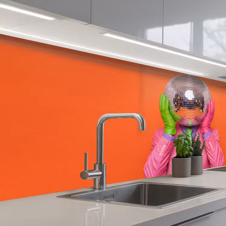 Kunst - Disco bal - Kleurrijk - Modern - Studio keuken achterwand 2 middel -3d_schuin