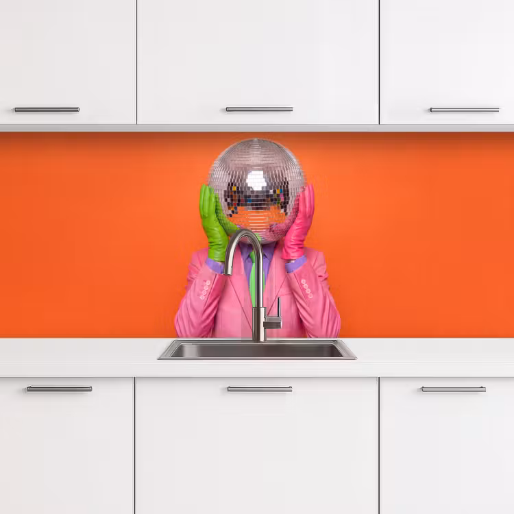 Kunst - Disco bal - Kleurrijk - Modern - Studio keuken achterwand 2 middel -3d
