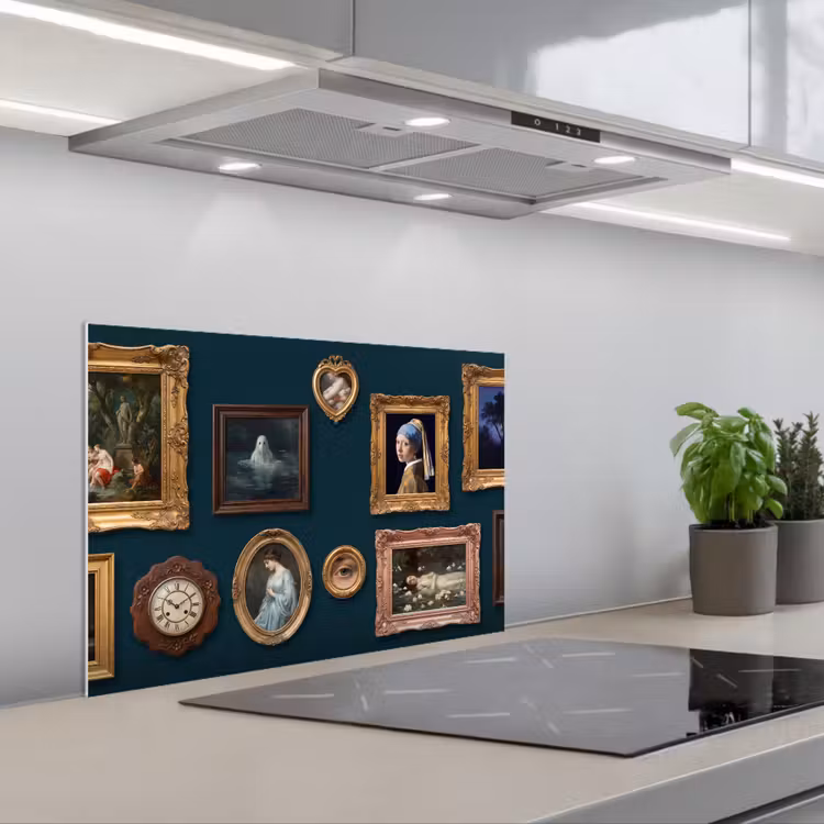 Kunst - Schilderijen - Decoratie - Klassiek - Groen keuken achterwand spatscherm klein -3d_schuin