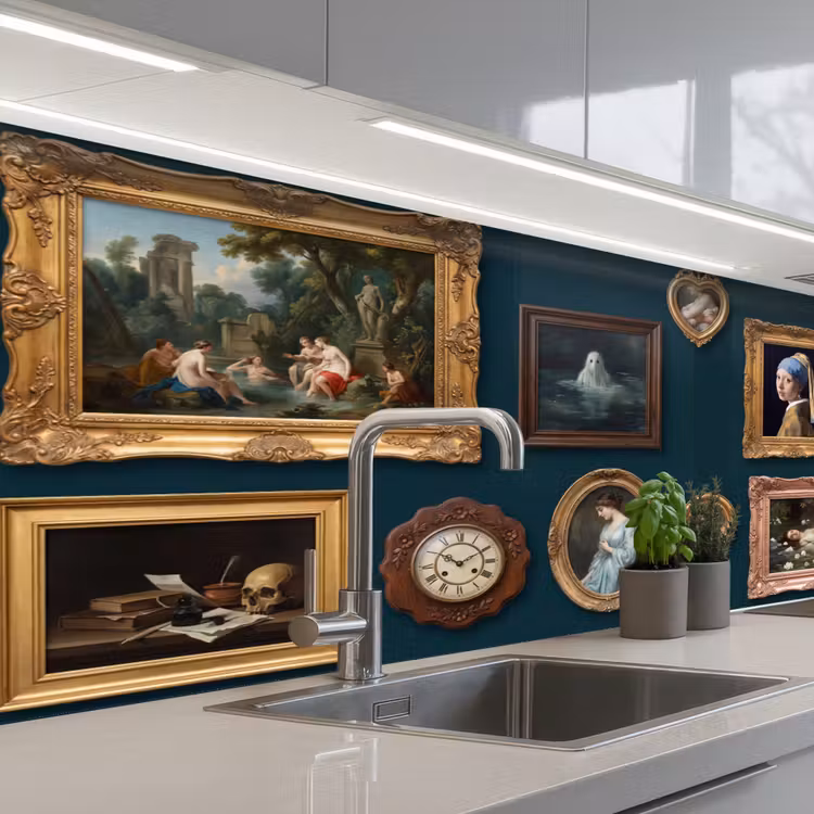 Kunst - Schilderijen - Decoratie - Klassiek - Groen keuken achterwand 2 middel -3d_schuin