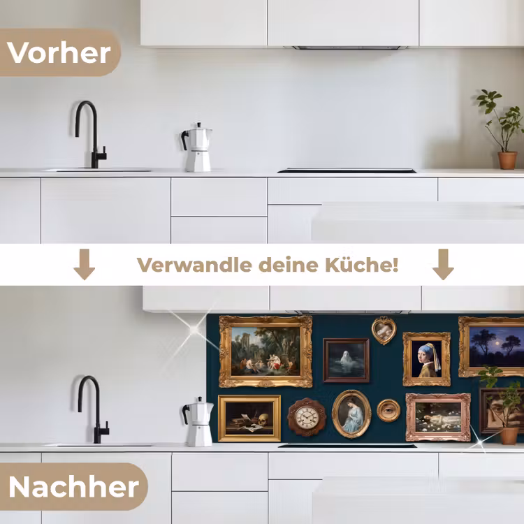 Kunst - Schilderijen - Decoratie - Klassiek - Groen keuken achterwand 2 middel -voor-na_DE
