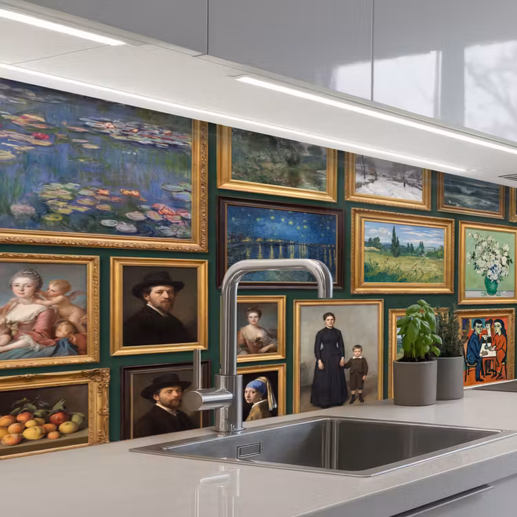 Kunst - Schilderijen - Collectie - Klassiek - Groen keuken achterwand 2 middel -3d_schuin