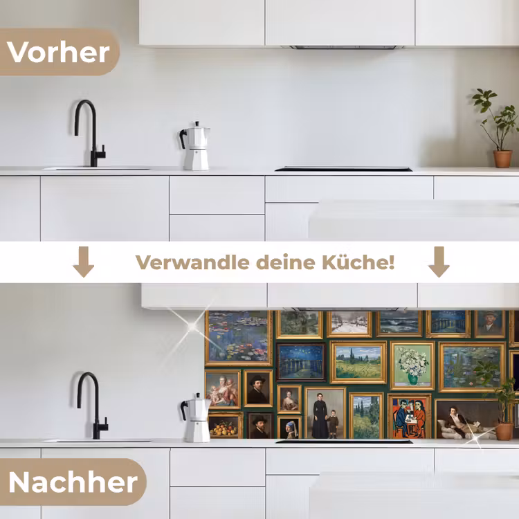 Kunst - Schilderijen - Collectie - Klassiek - Groen keuken achterwand 2 middel -voor-na_DE