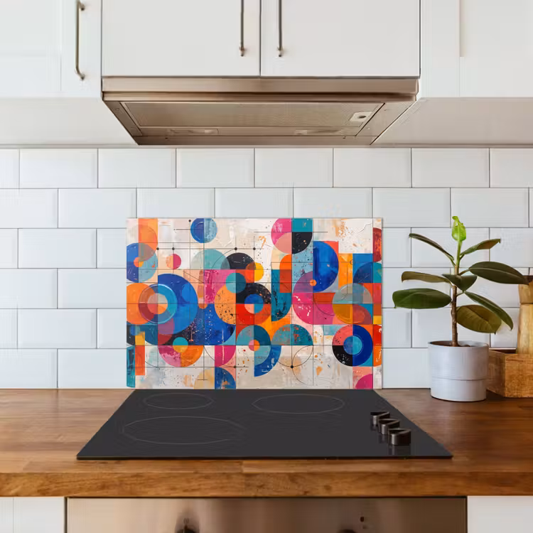 Kunst - Geometrisch - Abstract - Kleurrijk keuken achterwand spatscherm klein -sfeer2