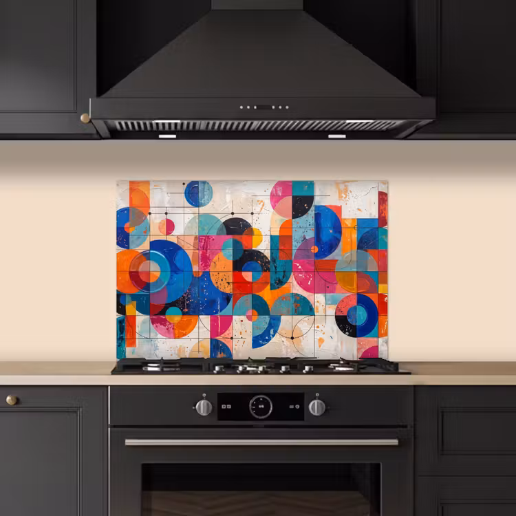 Kunst - Geometrisch - Abstract - Kleurrijk keuken achterwand spatscherm klein -sfeer1
