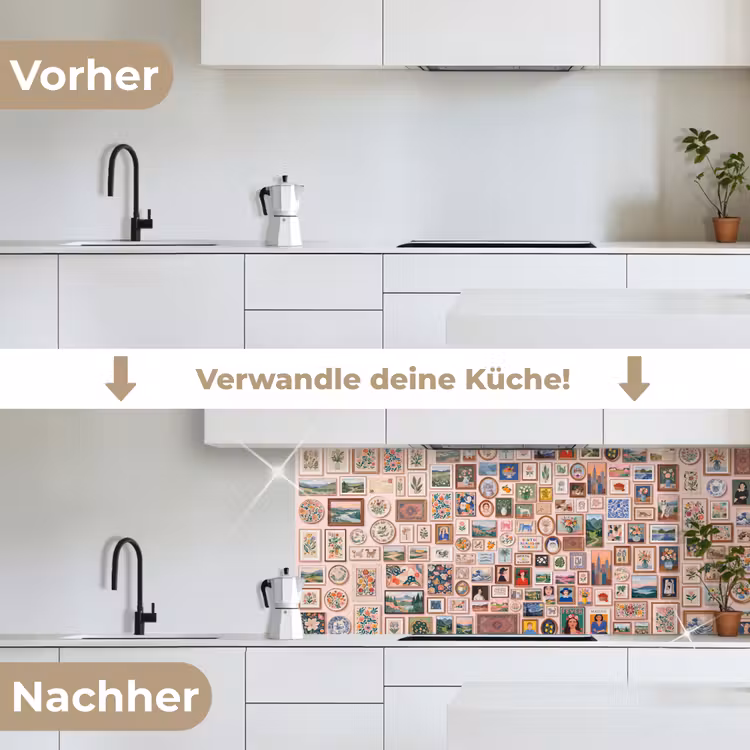 Kunst - Collectie - Decoratie - Modern - Kleurrijk keuken achterwand 2 middel -voor-na_DE