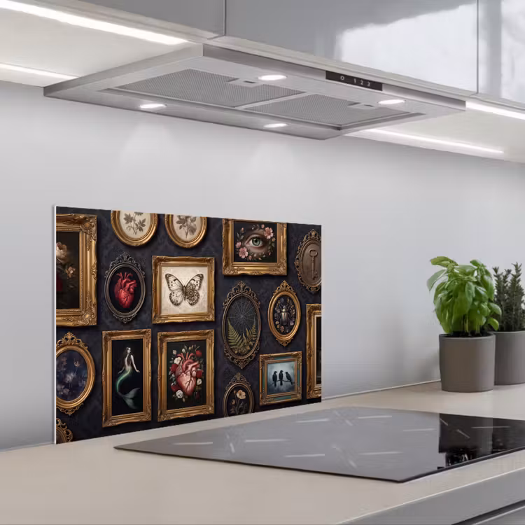 Kunst - Collectie - Vintage - Klassiek - Donker keuken achterwand spatscherm klein -3d_schuin