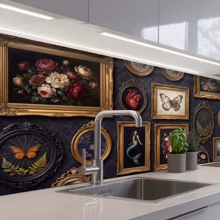 Kunst - Collectie - Vintage - Klassiek - Donker keuken achterwand 2 middel -3d_schuin