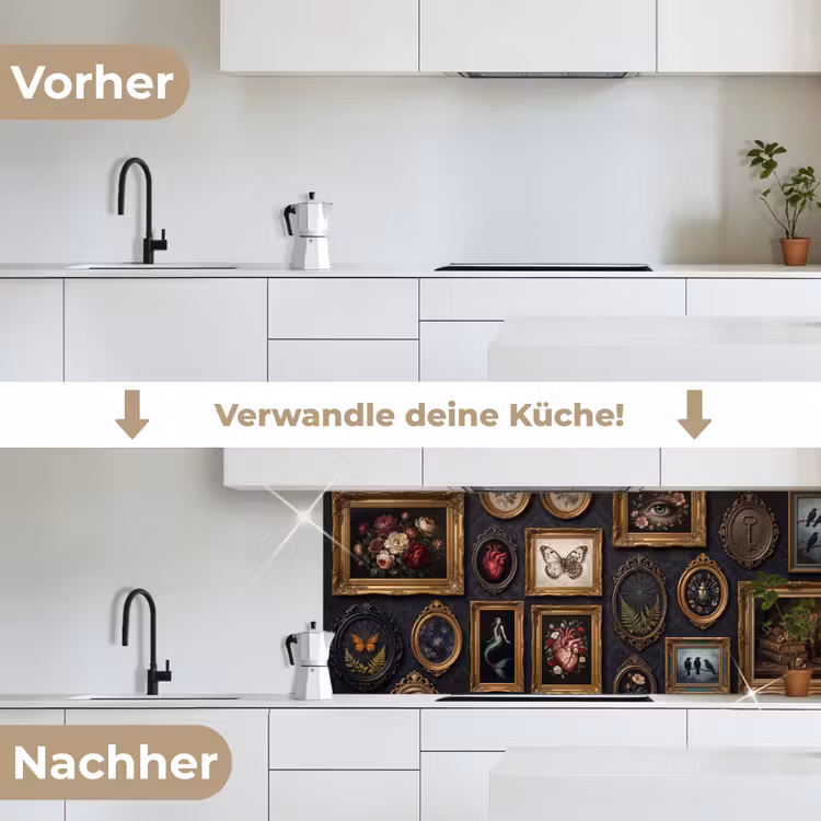 Kunst - Collectie - Vintage - Klassiek - Donker keuken achterwand 2 middel -voor-na_DE