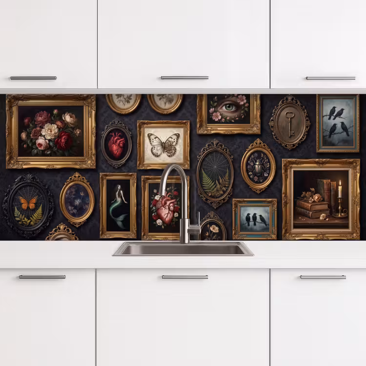 Kunst - Collectie - Vintage - Klassiek - Donker keuken achterwand 2 middel -3d