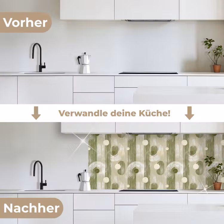 Artistiek - Modern - Groen keuken achterwand 2 middel 871 -voor-na_DE