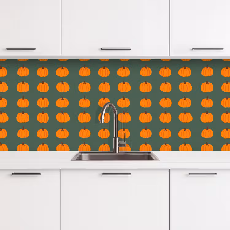 Pompoen - Patroon - Oranje keuken achterwand 2 middel 871 -3d