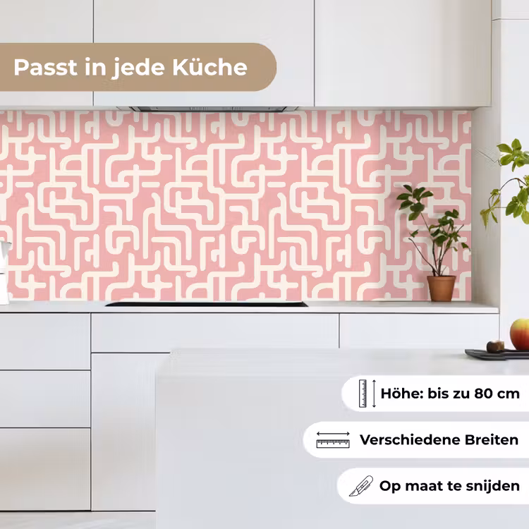 Doolhofpatroon - Roze - Wit - Abstract keuken achterwand 2 middel 871 -sfeer4_DE