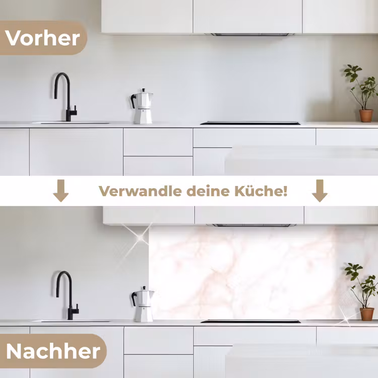 Zalmroze - Marmer - Aders keuken achterwand 2 middel 871 -voor-na_DE