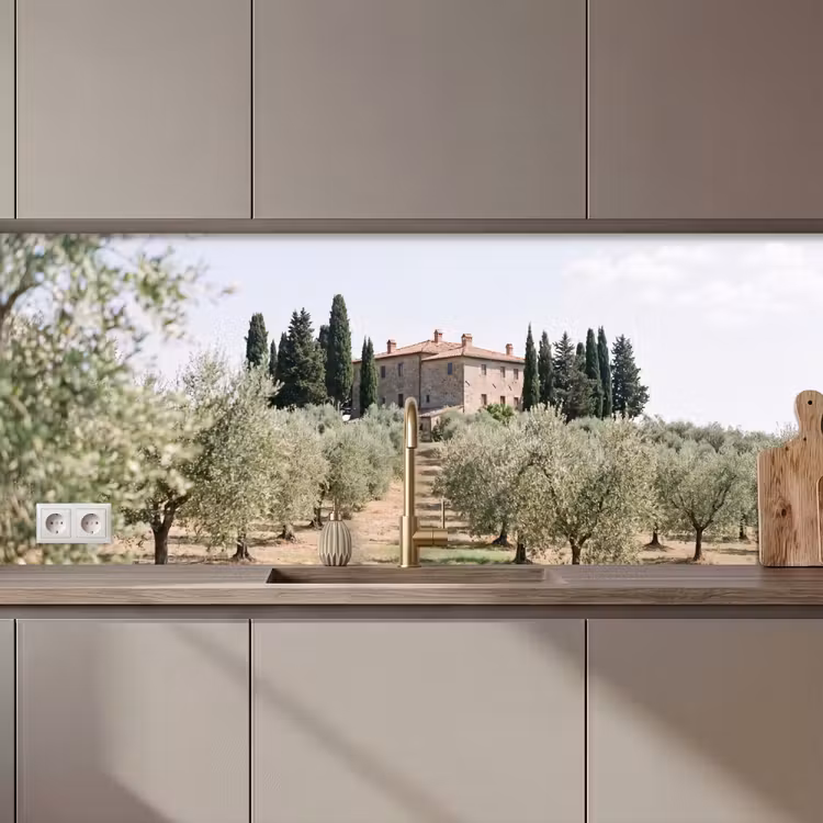 Küchenrückwand - Landhaus – Olivenbaum – Obstgarten - Landhuis - olijfboom - gaard keuken achterwand 2 middel zz_3dshopping