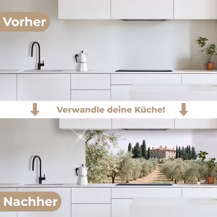 Küchenrückwand - Landhaus – Olivenbaum – Obstgarten - Landhuis - olijfboom - gaard keuken achterwand 2 middel