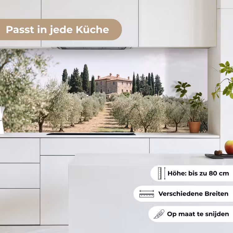 Küchenrückwand - Landhaus – Olivenbaum – Obstgarten - Landhuis - olijfboom - gaard keuken achterwand 2 middel
