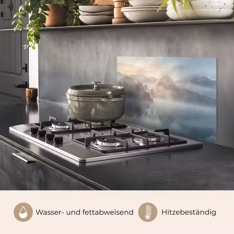 Landschap - Bergen - Mist - Water - Natuur keuken achterwand spatscherm klein -usp_DE