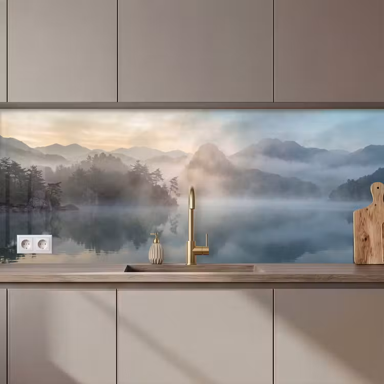 Landschap - Bergen - Mist - Water - Natuur keuken achterwand 2 middel zz_3dshopping