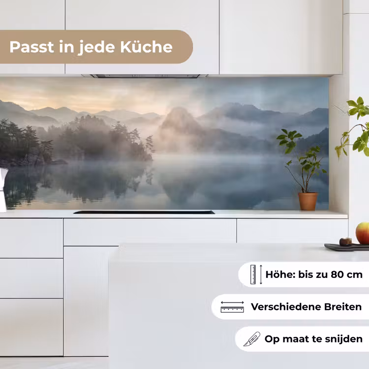 Landschap - Bergen - Mist - Water - Natuur keuken achterwand 2 middel -sfeer4_DE