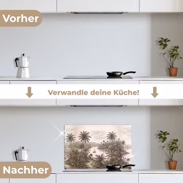 Landschap - Rivier - Boot - Tropisch - Vintage keuken achterwand spatscherm klein -voor_na_DE