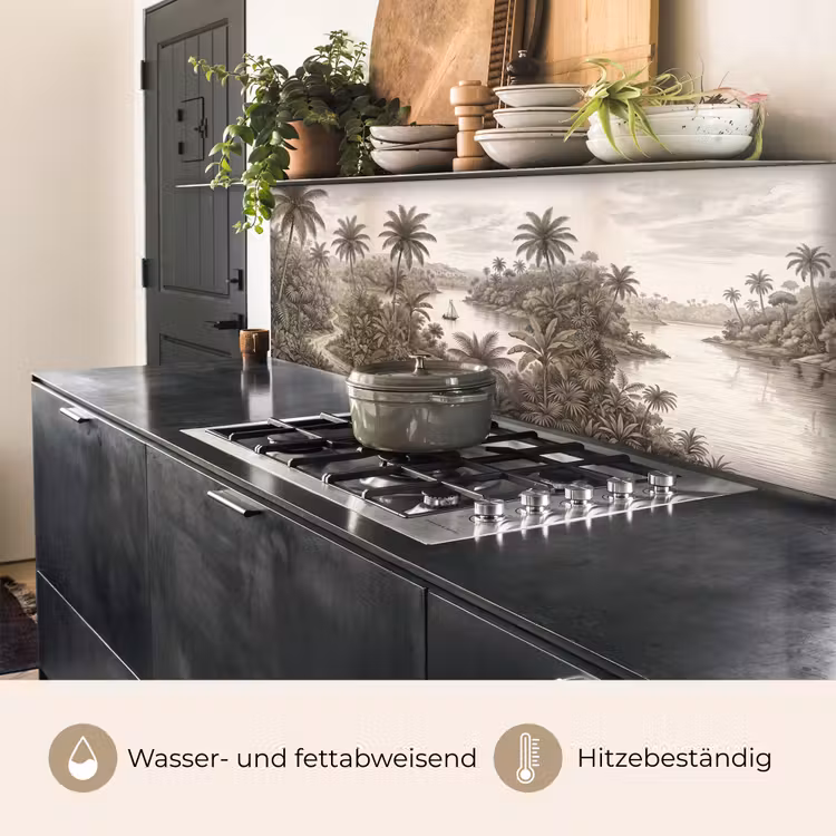 Landschap - Rivier - Boot - Tropisch - Vintage keuken achterwand 2 middel -usp_DE