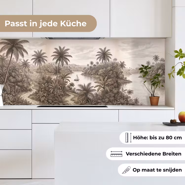 Landschap - Rivier - Boot - Tropisch - Vintage keuken achterwand 2 middel -sfeer4_DE