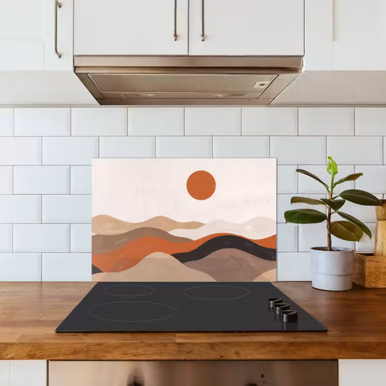 Landschap - Heuvels - Zon - Abstract - Oranje keuken achterwand spatscherm klein -sfeer2