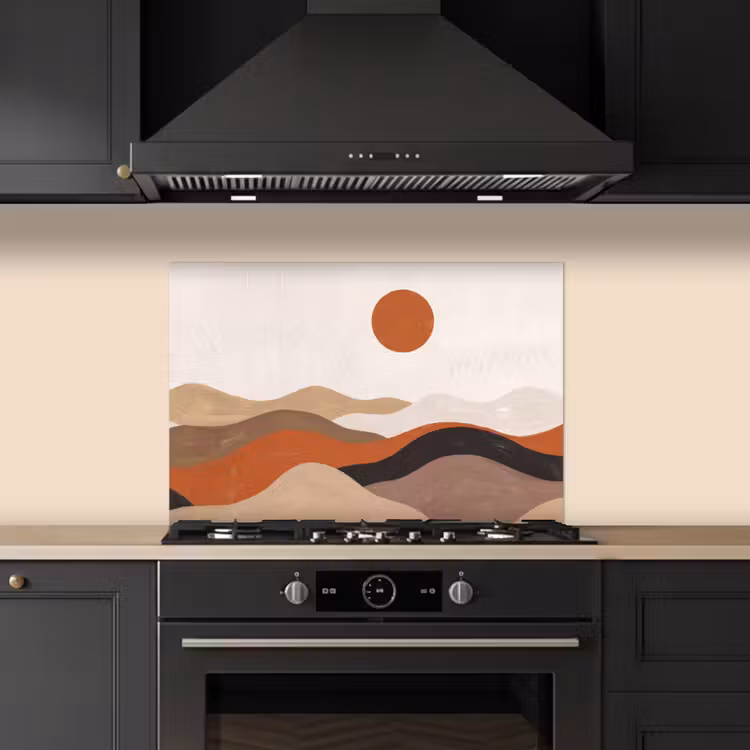 Landschap - Heuvels - Zon - Abstract - Oranje keuken achterwand spatscherm klein -sfeer1