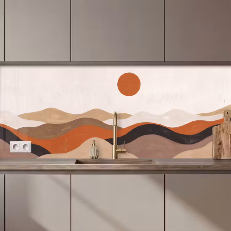 Landschap - Heuvels - Zon - Abstract - Oranje keuken achterwand 2 middel zz_3dshopping
