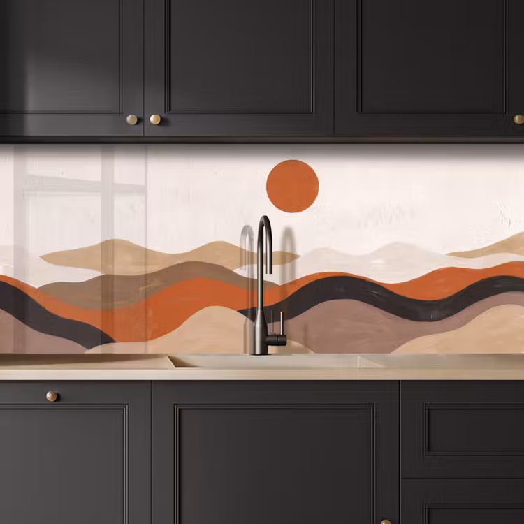 Landschap - Heuvels - Zon - Abstract - Oranje keuken achterwand 2 middel -sfeer1