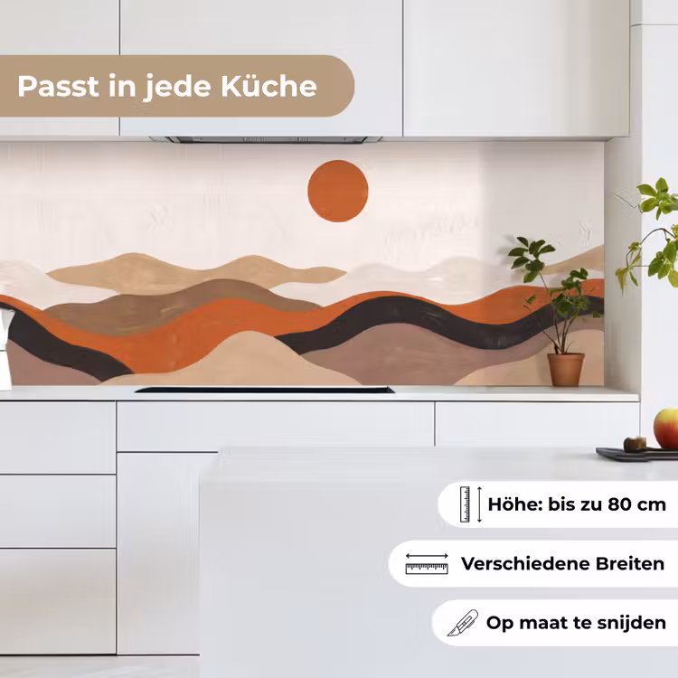 Landschap - Heuvels - Zon - Abstract - Oranje keuken achterwand 2 middel -sfeer4_DE